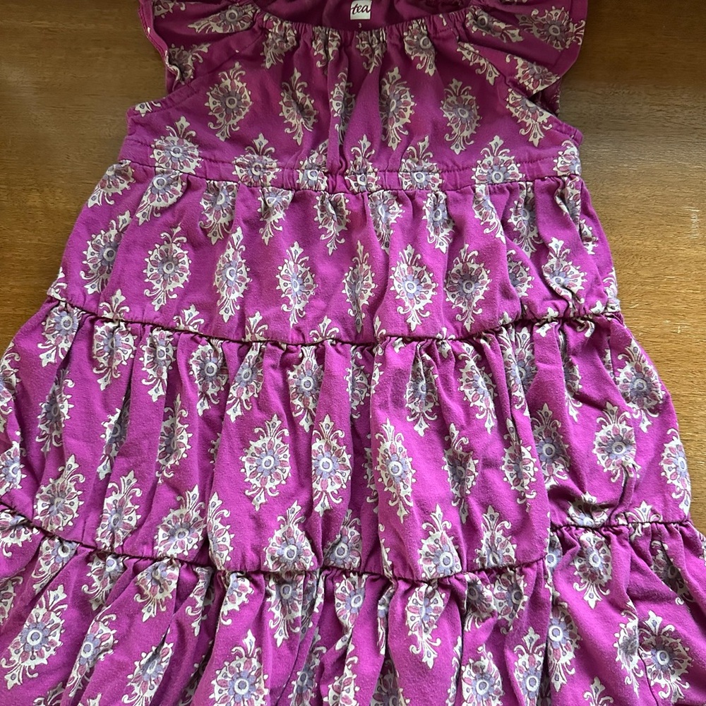 Tea Collection Girls Purple Flutter Tiered Dress